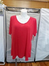 NWT Terra & Sky Women's Red Scoop Neck Tee 2x(20W-22W) Free Shipping!!!