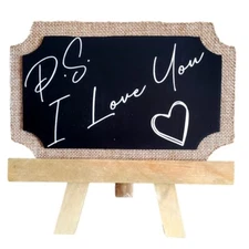 P.S. I Love You Home Decor Mini Wooden Easel Chalkboard Sign 7" Anniversary Gift
