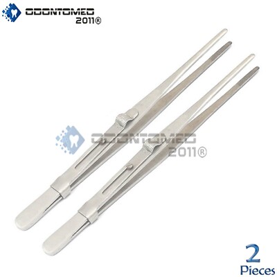 ODM 2-Pc Gem Diamond Tweezers Gemstone Tweezer 6-1/2'' Slide Lock Medium Tip
