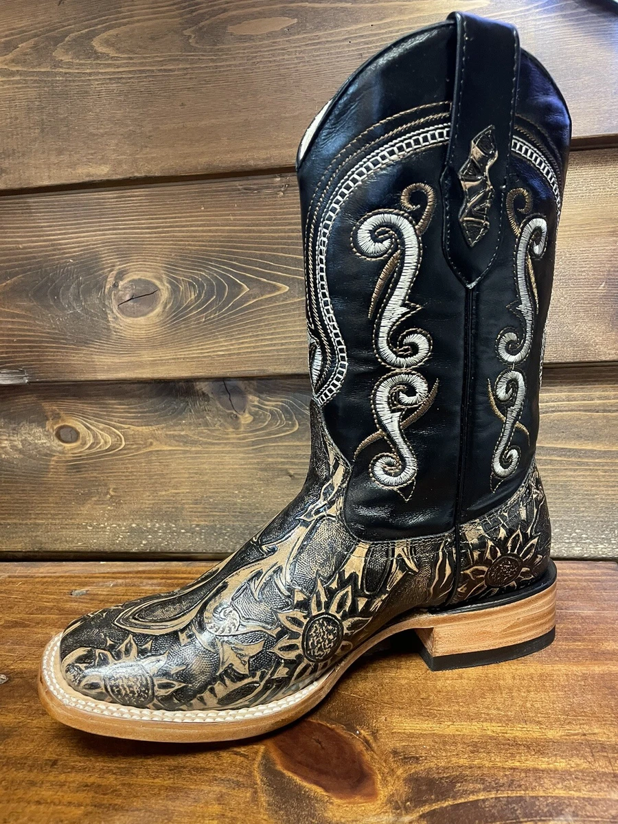 Tooled top cowboy boots