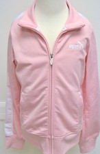 Puma Jacket Girls Pink Coat White Stripes Zip Up Long Sleeves Pockets NWOTS New