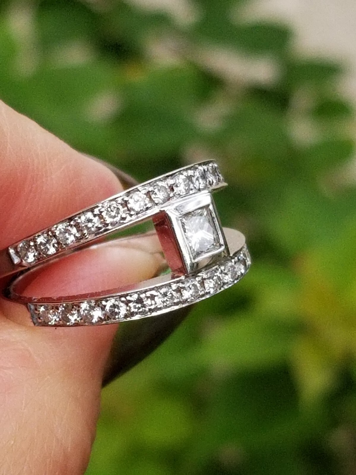 Modern Open Frame Princess Solitaire Diamond 14k … - image 9