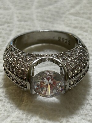 RING FASHION S925 Sterling Silver Engagement Ring Size 7 Mothers Day Gift