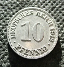 OLD COIN OF GERMANY 10 DEUTSCHES REICH PFENNIG 1913 A BERLIN GERMAN EMPIRE