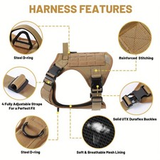 Tactical Dog Harness Adjustable Military Emotional Support Service Dog Vest