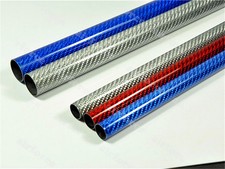 2 piezas OD24mm*ID 22mm*1000mm Superficie Brillante Fibra de Carbono Tubo 3K Azul/Rojo/Plateado