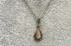 Sterling Silver, Marcasite & M.O.P. Tear Drop Pendant Necklace