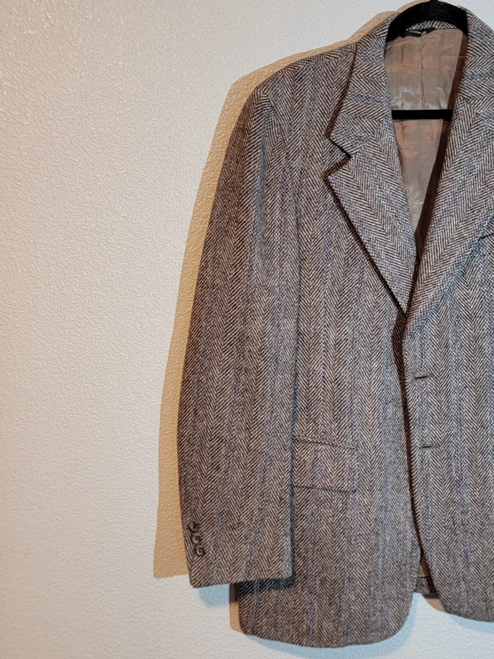 Blazer Harris Tweed Traje Chaqueta Hombre Talla 42R Lana 100% Bolsillos Marrón Foto 2 de 4