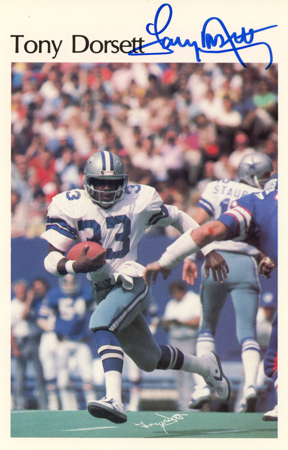 Tony Dorsett Autographed Signed Dallas Cowboys Mini Poster 24/50 Beckett 