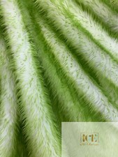 Lime Green 2 Tone Fake Faux Fur Shaggy Long Pile -64" Wide- Fabric By The Yard