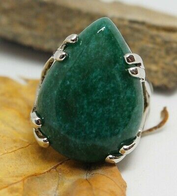 Real Gold Plated Z Green Aventurine Cabochon Ring-Large - Accessorize India