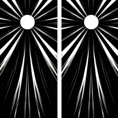 FADEPROOF Cornhole Board Wraps Laminated   /  Black and White Solar Rays