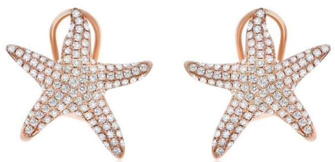 CLIP DA ORECCHINI 1 10 CT DIAMANTE 14KT ORO ROSA 3D MULTI FILA CLASSICA DIVERTENTE STELLA MARINA