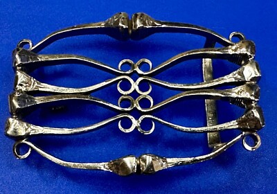 Modernist Openwork See Through Sterling Silver Sandcast Vintage Belt Buckle 