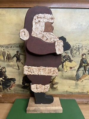 Vintage Wooden Folk Art Santa Claus Moveable Arms Christmas Decor Old ...