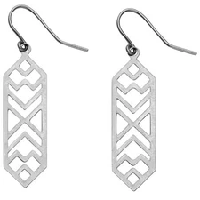 GOLD - 14K White Gold Hexa Hanging Earrings