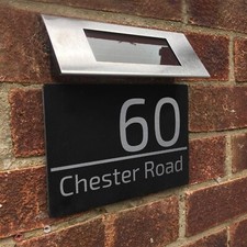 Personalised Floating House Number Sign Plaques Address Sign Solar Light Plates