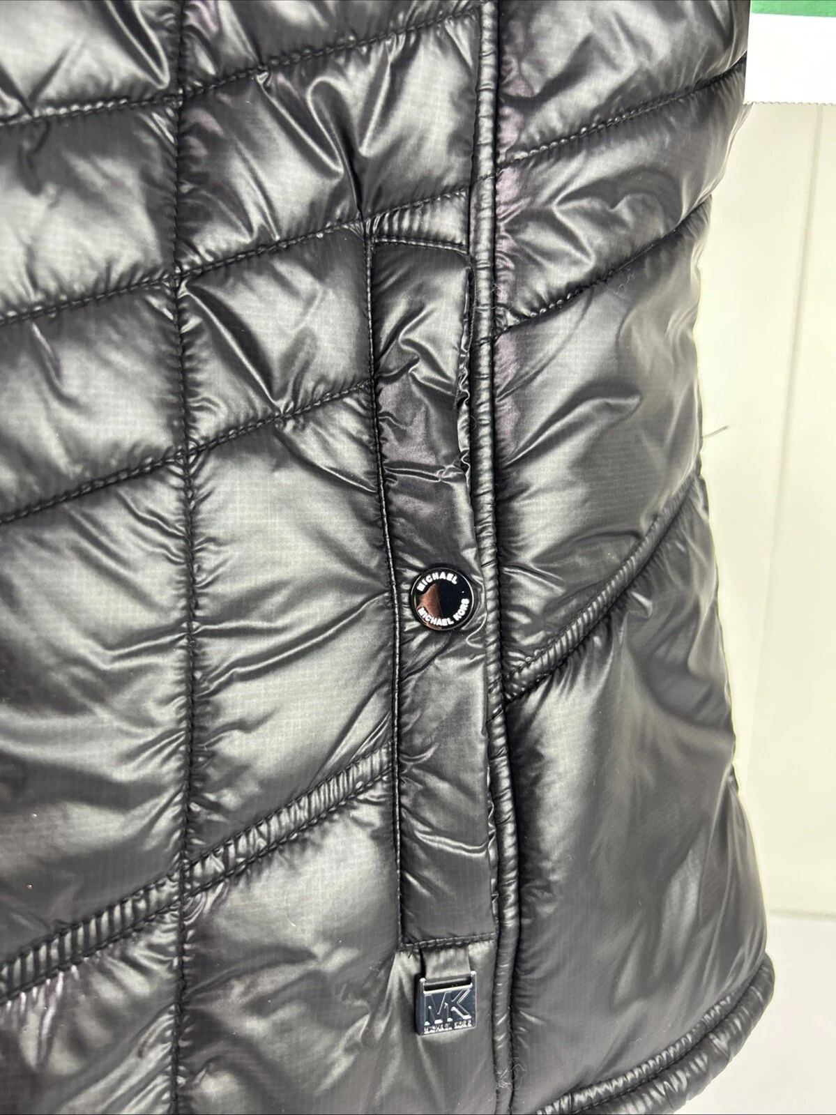 GILET NUOVO CON ETICHETTE MICHAEL KORS PIUMINO IMBOTTITO PELLICCIA SINTETICA FODERATO NERO 144019 GRANDE PREZZO AL PUBBLICO CONSIGLIATO $125 00