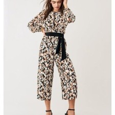 DVF Diane von Furstenberg Delphi Apaloosa Chestnut black silk jumpsuit XXS 0 00