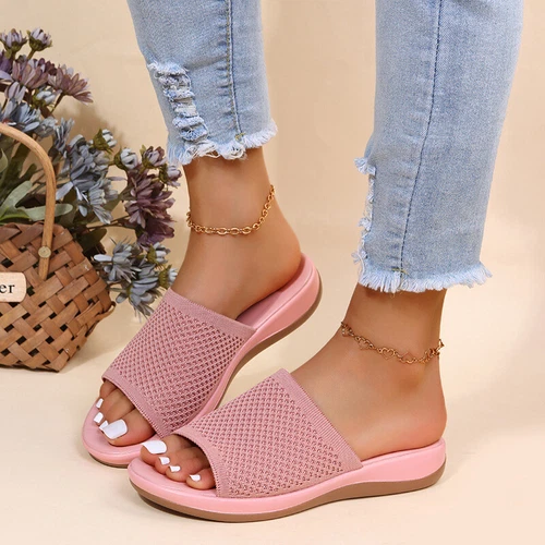 Womens Flats Ladies Slip On Fashion Slides Mules Sliders Summer Beach Sandals Sz - Picture 10 of 36