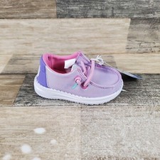 Hey Dude Wally Iridescent Sparkle Kids Shoes Sz 5 Purple Lace-Up Sneakers