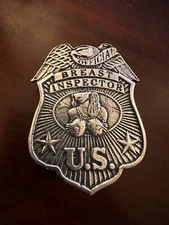 OFFICIAL U.S. BREAST INSPECTOR Pin Comic Book Biker Club Jacket Hat Shirt Badge