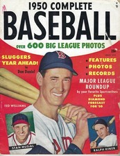 1950 Complete Baseball magazine Ted Williams Boston Red Sox Stan Musial FrWr