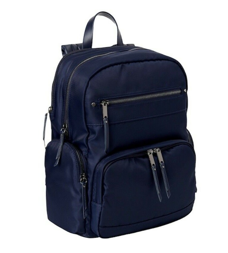 New Time And Tru Backpack Midnight Blue Multi-Pocket 100% Nylon W/Laptop Sleeve