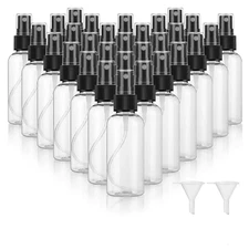 30 Pack 2 Oz Fine Mist Mini Clear Spray Bottles with Pump Spray Cap - for Essent
