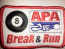        APA 8 BREAK  RUN PATCH AMERICAN POOLPLAYERS NEW       