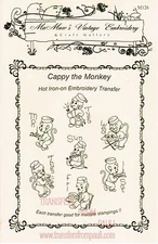 Cappy the Monkey DOW Hot Iron Embroidery transfers by MaMaw's Vintage Embroidery