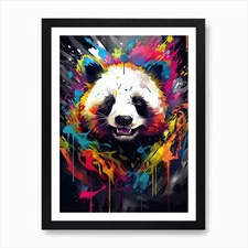 Panda Art In Graffiti Art Style 2 A Framed Wall Art Poster Canvas Print Picture