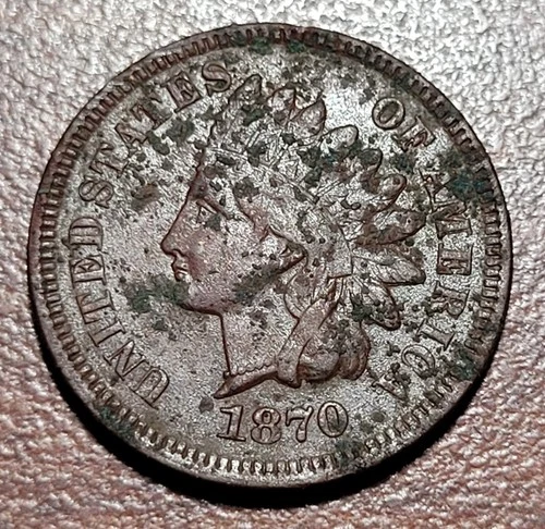 1870 Indian Head Cent Semi-Key Date EF XF Details Corrosion