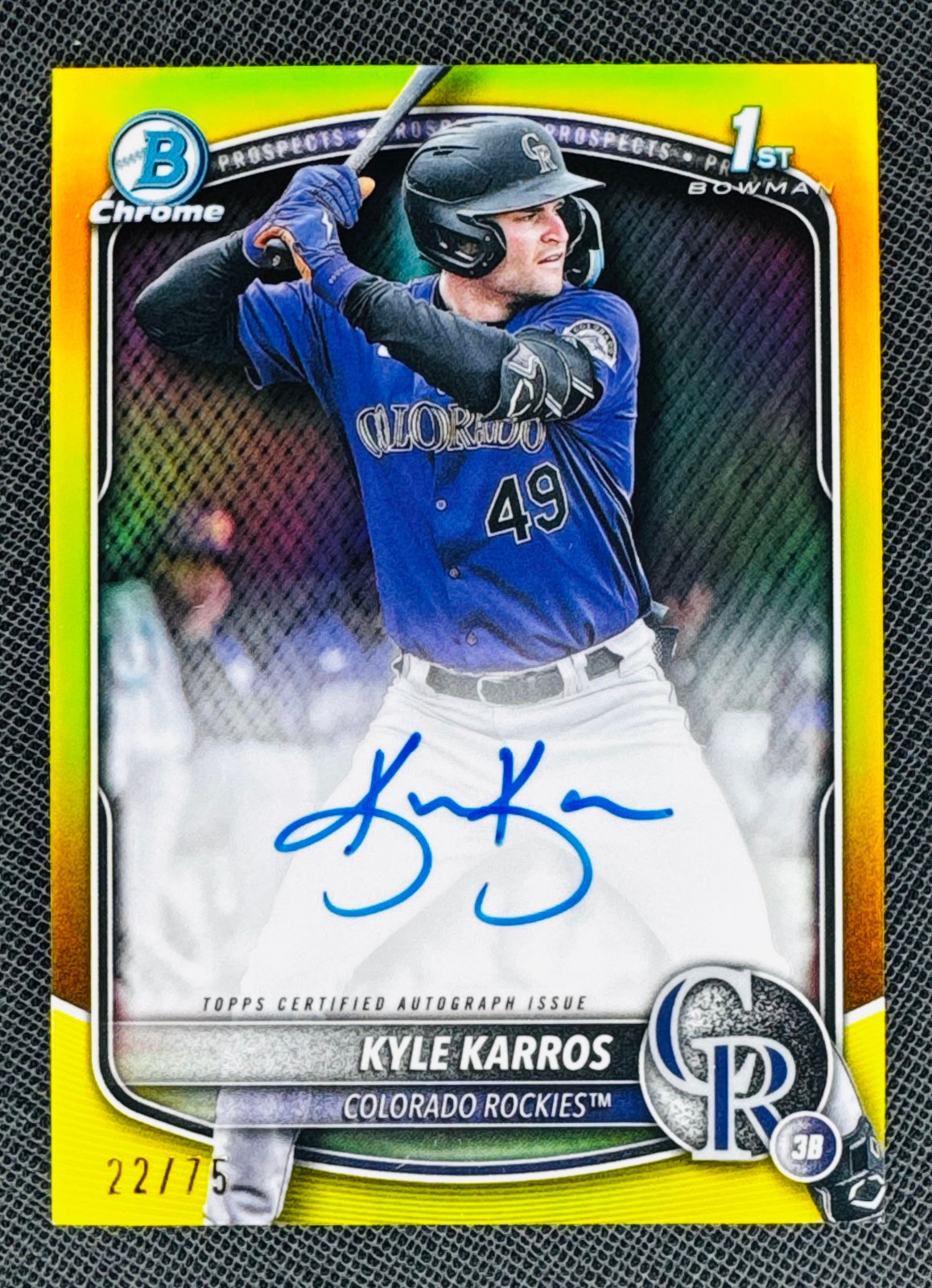 2025 Bowman Chrome Kyle Karros 1st Autograph Yellow Refractor /75