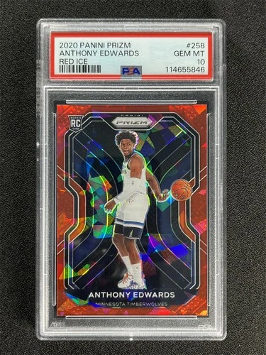 2020-21 Panini Prizm Anthony Edwards #258 Red Cracked Ice Rookie RC PSA 10 MT