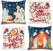 Christmas O Holy Night Jesus Throw Pillow Covers 18 X 18 Inch Winter Holiday Chr