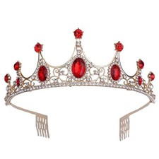 Crystal Princess Crown Bride Tiaras and Crowns Queen Crown Wedding Birthday Red