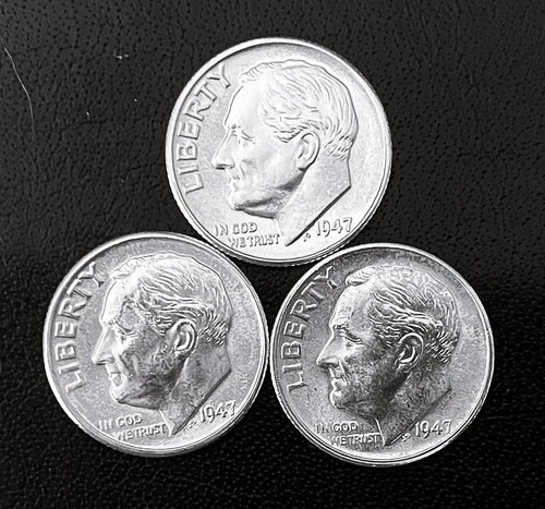 1947 P-D-S 10c SILVER Roosevelt Dimes, Year Set. CH BU  (R192)