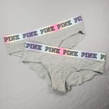 Victoria's Secret Pink Waistband Sz Lg Blocklogo Hipster panty Heather Charcoal