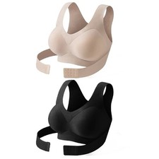 2pc Women Posture Corrector Bra Wireless Back Support Lift Up Yoga Bra Shapewear