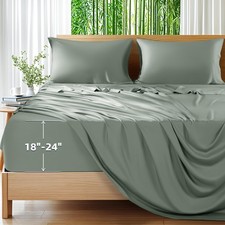 100 Viscose Derived from Bamboo Sheets, Extra Deep Pocket Sheets Fits 18"-24...
