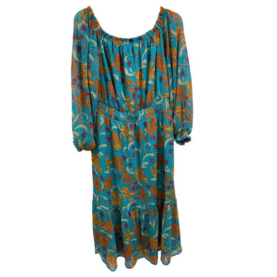 Sofia Vergara Women's Off Shoulder Floral Midi Dress Blue Size L