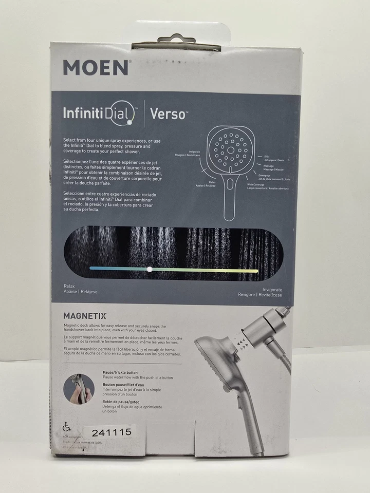 Moen Verso Handheld Magnetic Shower Head InfinitiDial Brushed Nickel 220H4EPSRN - Image 3 of 4