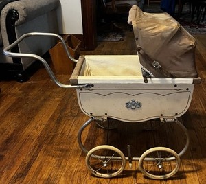 Antique Vintage 1950’s Metal Baby Stroller Carriage Buggy 