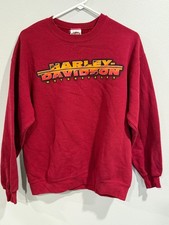 Harley-Davidson Sweatshirt Men's Medium Red Cotton Fleece Lined Graphic Pullover