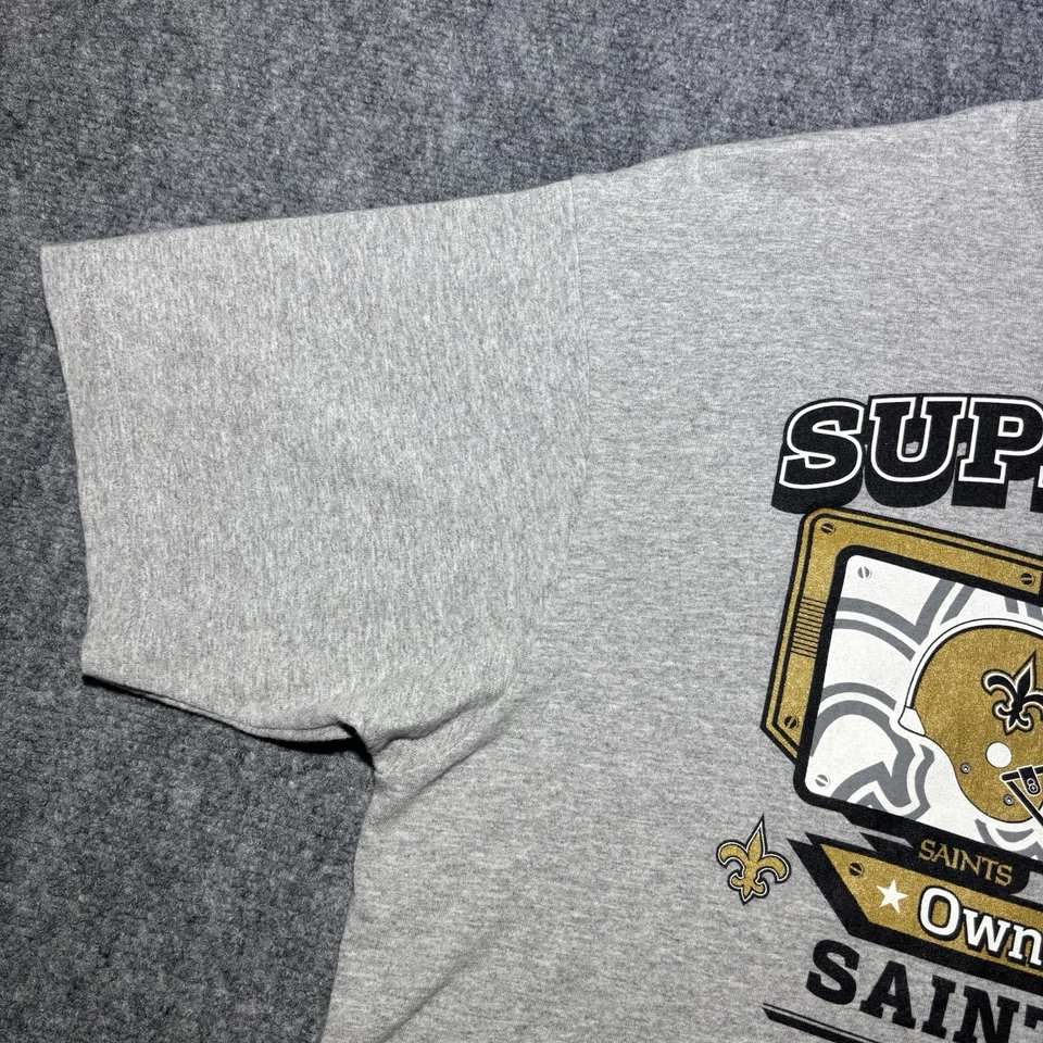 Vintage Reebok Saints Vs Colts Super Bowl XLIV T Shirt Men’s XL Grey NFL 2010 - Image 4 of 4
