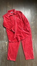Women s Track Suit Red Velour Top And Pants Small Athleisure Y2K Walking Comfort