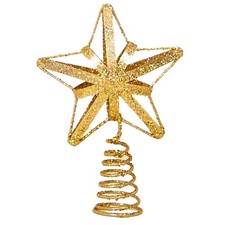 Christmas Decoration Tree Topper 13cm Glitter Star - Choose Colour