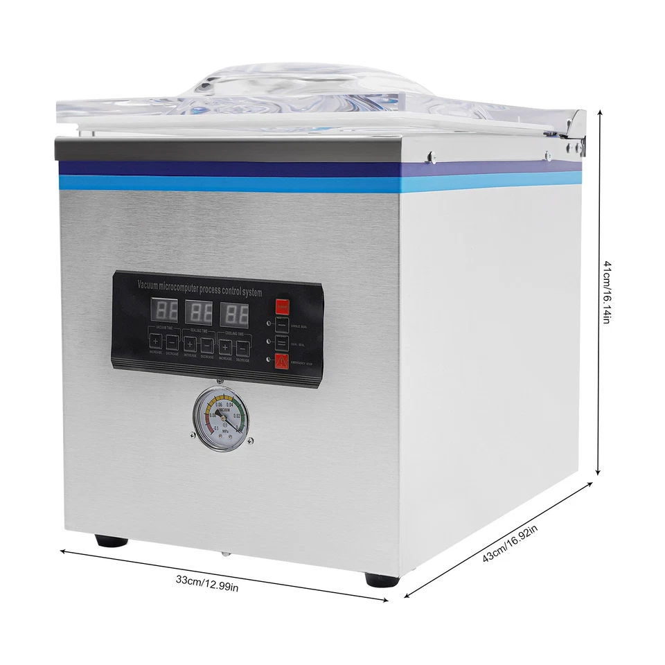 Selladora al vacío 360W cámara de alimentos comercial máquina de envasado al vacío 110V Foto 2 de 4