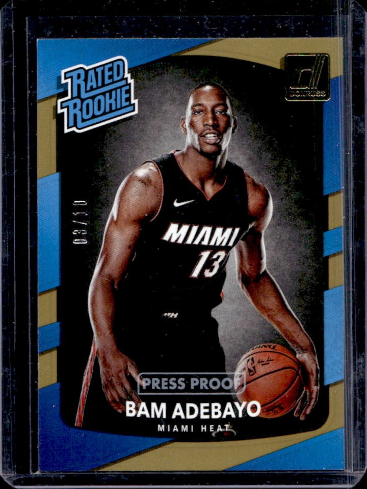 2017-18 Donruss Bam Adebayo Press Proof Gold Rookie RC #/10 Heat